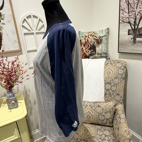 Adidas Heather Gray USA Flag Shirt with Dark Blue Trim - Picture 4 of 5